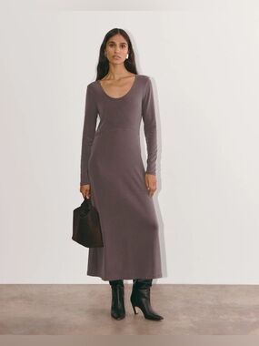 New Everlane THE MADDIE DRESS IN BUTTERKNIT Espresso Maxi Size XL